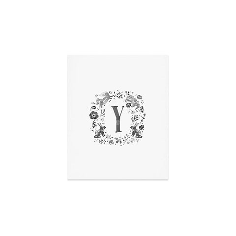 Wonder Forest Folky Forest Monogram Letter Y Art Print