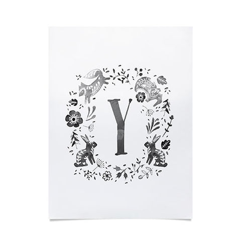 Wonder Forest Folky Forest Monogram Letter Y Poster