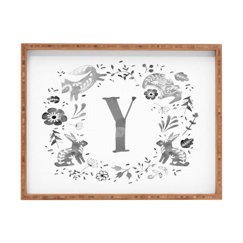 Wonder Forest Folky Forest Monogram Letter Y Rectangular Tray