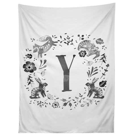 Wonder Forest Folky Forest Monogram Letter Y Tapestry