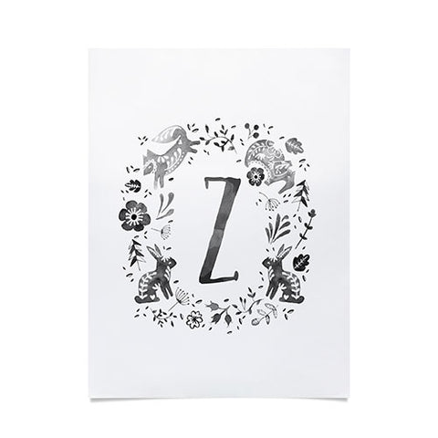Wonder Forest Folky Forest Monogram Letter Z Poster