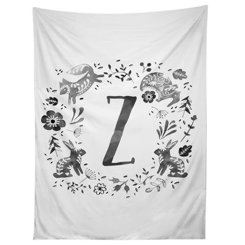 Wonder Forest Folky Forest Monogram Letter Z Tapestry