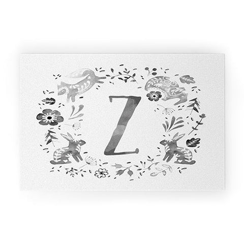 Wonder Forest Folky Forest Monogram Letter Z Welcome Mat