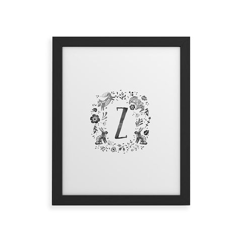 Wonder Forest Folky Forest Monogram Letter Z Framed Art Print