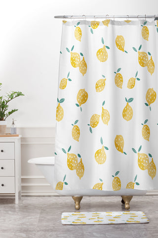 Wonder Forest Lots of Lemons Shower Curtain And Mat