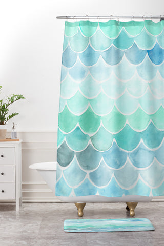 Wonder Forest Mermaid Scales Shower Curtain And Mat