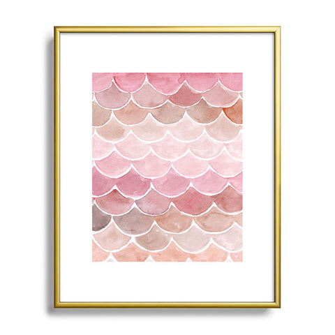 Wonder Forest Pink Mermaid Scales Metal Framed Art Print