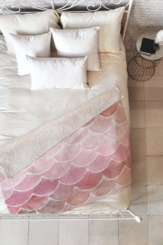 Wonder Forest Pink Mermaid Scales Fleece Throw Blanket