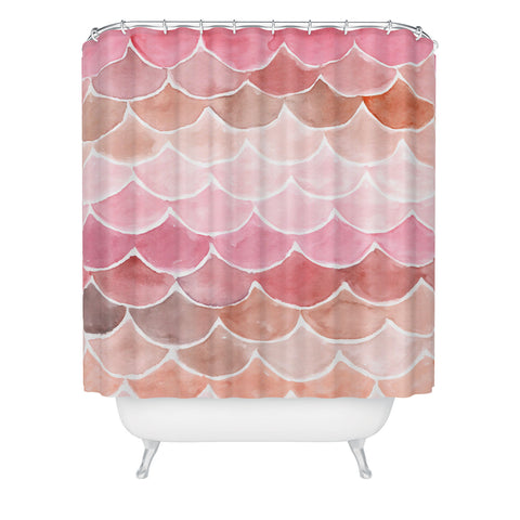 Wonder Forest Pink Mermaid Scales Shower Curtain