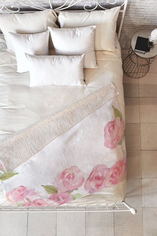 Wonder Forest Raining Roses Fleece Throw Blanket