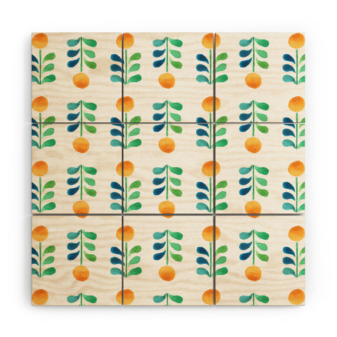 Wonder Forest Retro Blooms Wood Wall Mural