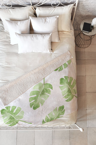 Wonder Forest Split Leaf Fleece Throw Blanket