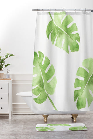 Wonder Forest Split Leaf Shower Curtain And Mat