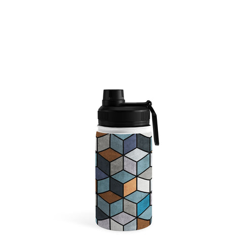 Zoltan Ratko Colorful Concrete Cubes Blue Water Bottle