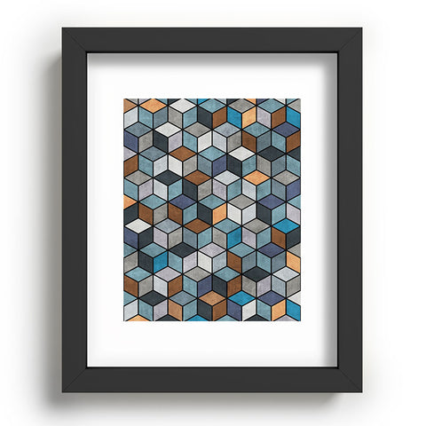 Zoltan Ratko Colorful Concrete Cubes Blue Recessed Framing Rectangle