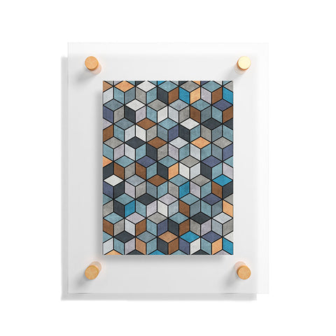 Zoltan Ratko Colorful Concrete Cubes Blue Floating Acrylic Print
