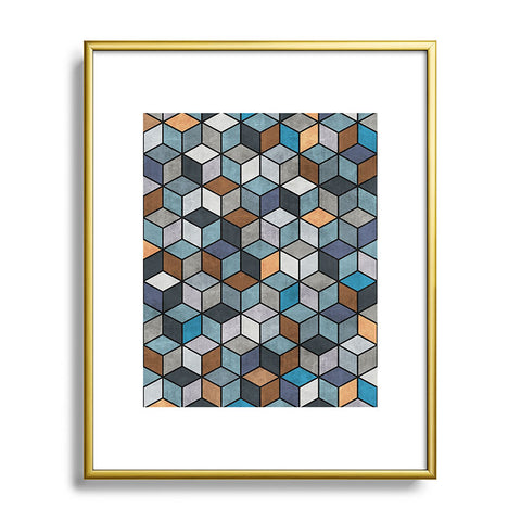 Zoltan Ratko Colorful Concrete Cubes Blue Metal Framed Art Print