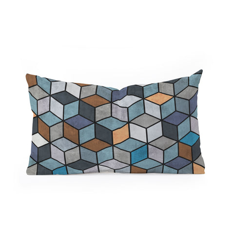 Zoltan Ratko Colorful Concrete Cubes Blue Oblong Throw Pillow