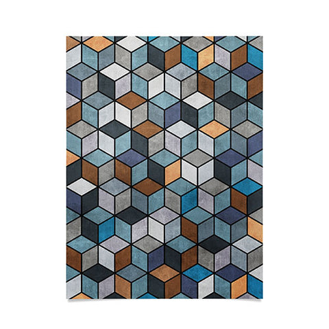 Zoltan Ratko Colorful Concrete Cubes Blue Poster