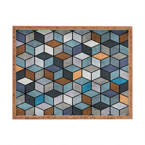 Zoltan Ratko Colorful Concrete Cubes Blue Rectangular Tray