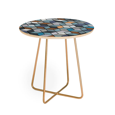 Zoltan Ratko Colorful Concrete Cubes Blue Round Side Table