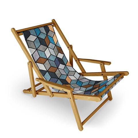 Zoltan Ratko Colorful Concrete Cubes Blue Sling Chair