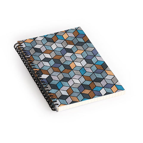 Zoltan Ratko Colorful Concrete Cubes Blue Spiral Notebook