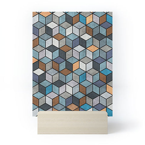 Zoltan Ratko Colorful Concrete Cubes Blue Mini Art Print