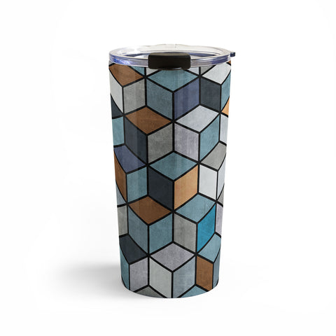 Zoltan Ratko Colorful Concrete Cubes Blue Travel Mug