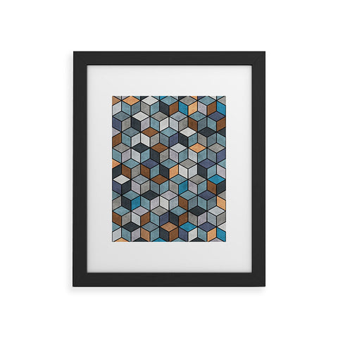 Zoltan Ratko Colorful Concrete Cubes Blue Framed Art Print