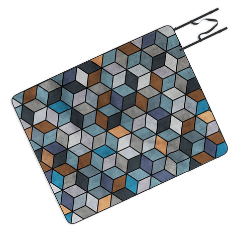 Zoltan Ratko Colorful Concrete Cubes Blue Picnic Blanket