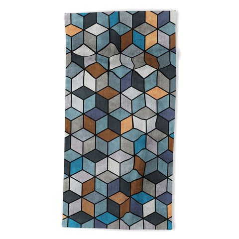 Zoltan Ratko Colorful Concrete Cubes Blue Beach Towel