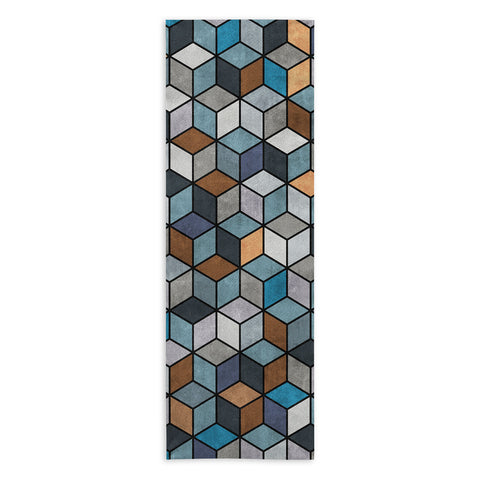 Zoltan Ratko Colorful Concrete Cubes Blue Yoga Towel