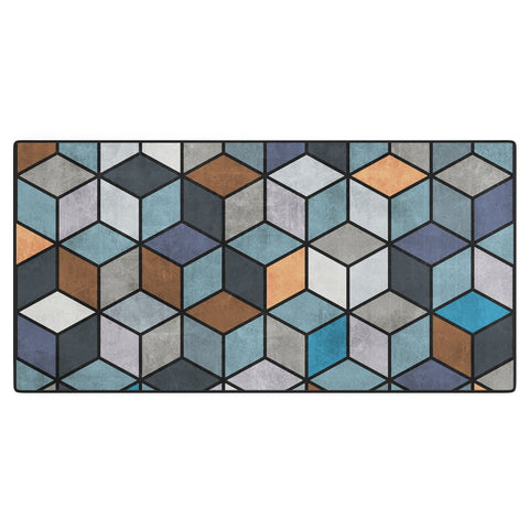 Zoltan Ratko Colorful Concrete Cubes Blue Desk Mat