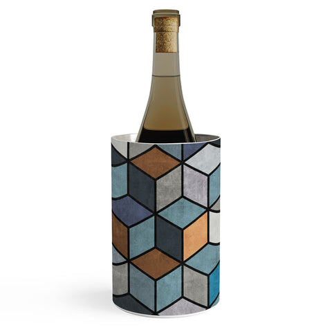 Zoltan Ratko Colorful Concrete Cubes Blue Wine Chiller