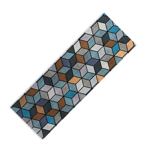 Zoltan Ratko Colorful Concrete Cubes Blue Yoga Mat