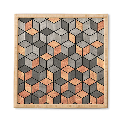 Zoltan Ratko Concrete and Copper Cubes Framed Wall Art