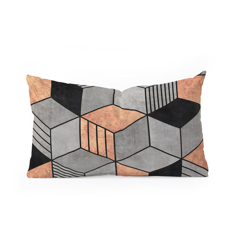 Zoltan Ratko Concrete and Copper Cubes 2 Oblong Throw Pillow