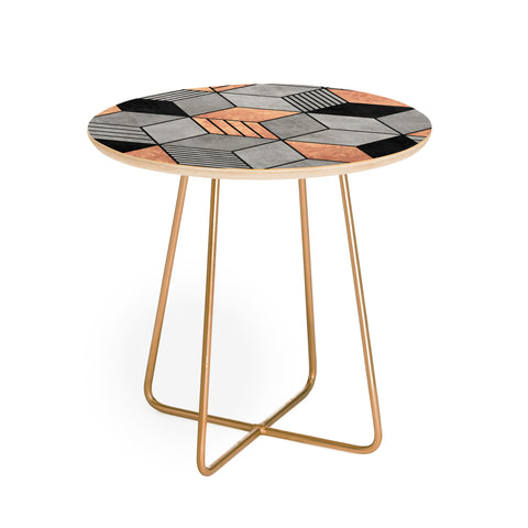 Zoltan Ratko Concrete and Copper Cubes 2 Round Side Table