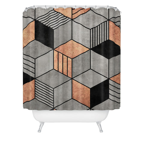 Zoltan Ratko Concrete and Copper Cubes 2 Shower Curtain