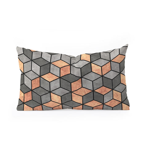 Zoltan Ratko Concrete and Copper Cubes Oblong Throw Pillow