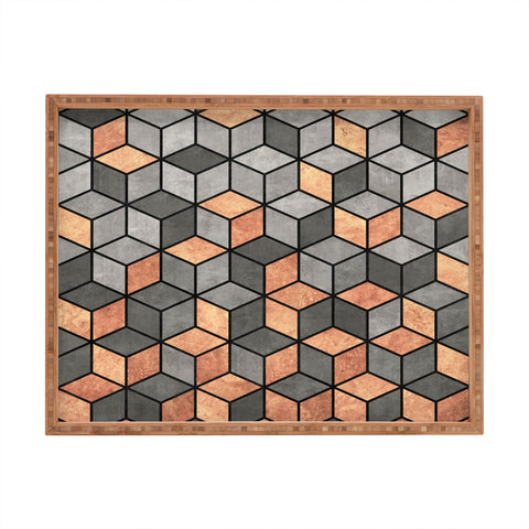 Zoltan Ratko Concrete and Copper Cubes Rectangular Tray