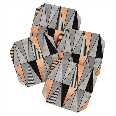Zoltan Ratko Concrete and Copper Triangles Coaster Set