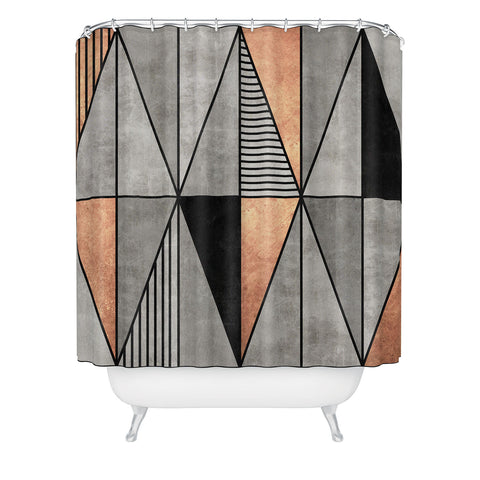 Zoltan Ratko Concrete and Copper Triangles Shower Curtain