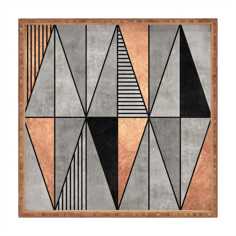 Zoltan Ratko Concrete and Copper Triangles Square Tray