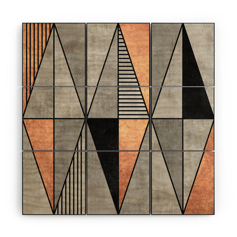 Zoltan Ratko Concrete and Copper Triangles Wood Wall Mural