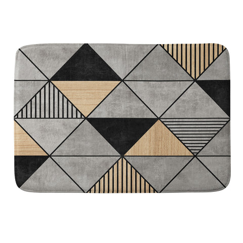 Zoltan Ratko Concrete and Wood Triangles 2 Memory Foam Bath Mat