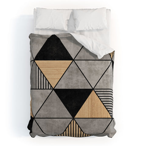 Zoltan Ratko Concrete and Wood Triangles 2 Duvet Cover