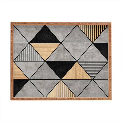 Zoltan Ratko Concrete and Wood Triangles 2 Rectangular Tray
