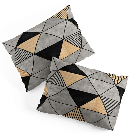 Zoltan Ratko Concrete and Wood Triangles 2 Pillow Shams